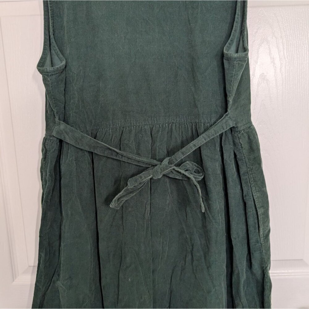 Talbots Corduroy Midi Shirt Dress Womens Size 12 Green Cotton Pockets Sleeveless - Picture 7 of 9